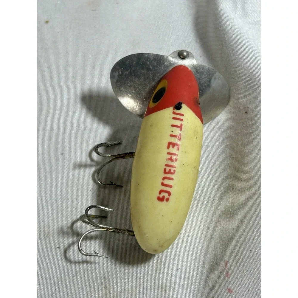 Vintage Fred Arbogast Jitterbug Red / White topwater Fishing Lure USA